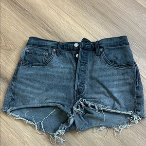 Levi's grey Frayed Jean Shorts